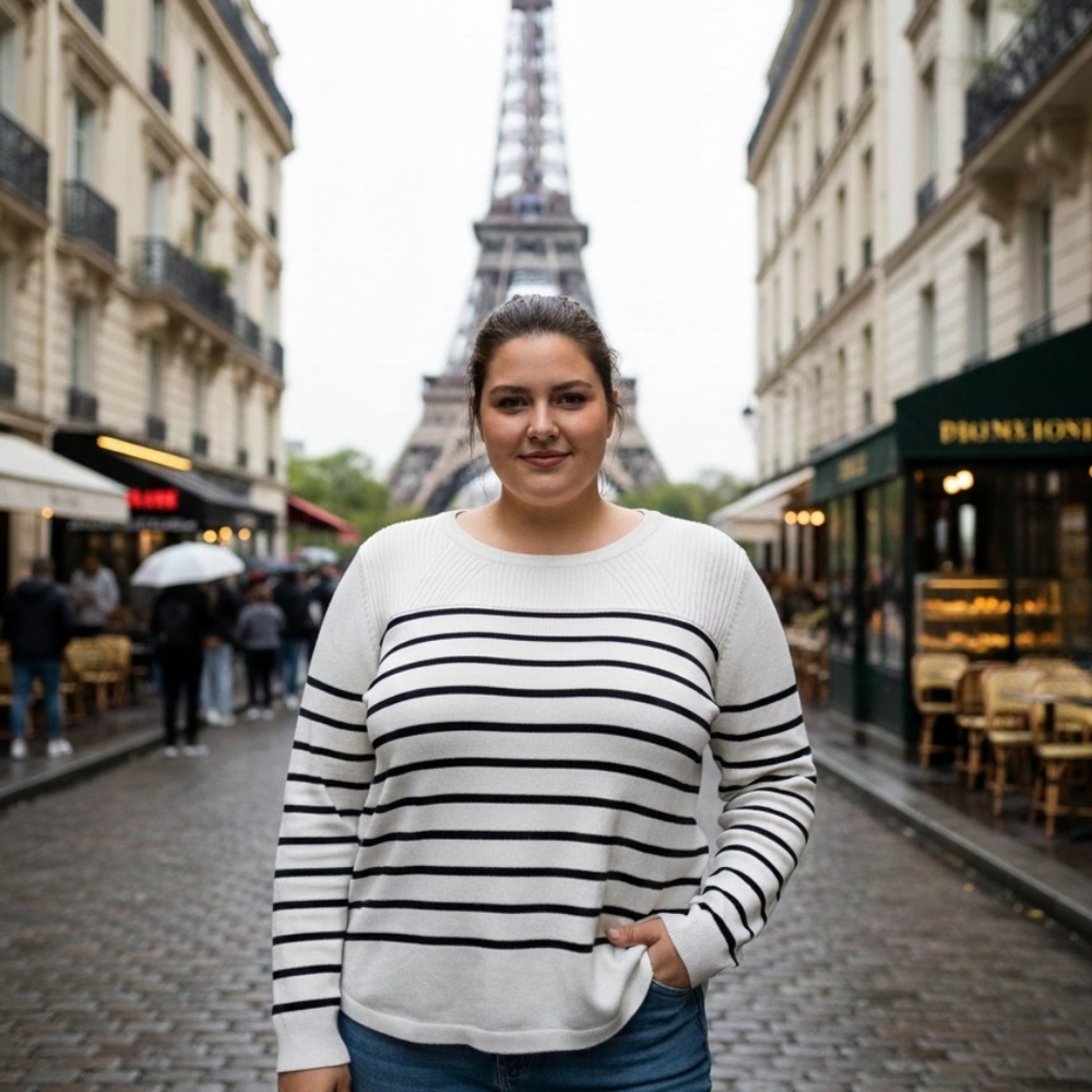 White and black striped sweater